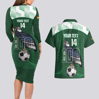 Custom Bolivia Football Couples Matching Long Sleeve Bodycon Dress and Hawaiian Shirt 100th Anniversary Andean Condor Proud - Wonder Print Shop