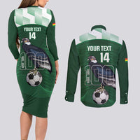 Custom Bolivia Football Couples Matching Long Sleeve Bodycon Dress and Long Sleeve Button Shirt 100th Anniversary Andean Condor Proud - Wonder Print Shop