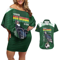 Custom Bolivia Football Couples Matching Off Shoulder Short Dress and Hawaiian Shirt 100th Anniversary Andean Condor Proud - Wonder Print Shop