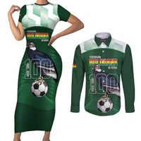 Custom Bolivia Football Couples Matching Short Sleeve Bodycon Dress and Long Sleeve Button Shirt 100th Anniversary Andean Condor Proud - Wonder Print Shop