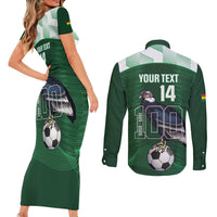 Custom Bolivia Football Couples Matching Short Sleeve Bodycon Dress and Long Sleeve Button Shirt 100th Anniversary Andean Condor Proud - Wonder Print Shop