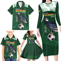 Custom Bolivia Football Family Matching Long Sleeve Bodycon Dress and Hawaiian Shirt 100th Anniversary Andean Condor Proud - Wonder Print Shop