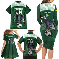 Custom Bolivia Football Family Matching Long Sleeve Bodycon Dress and Hawaiian Shirt 100th Anniversary Andean Condor Proud - Wonder Print Shop
