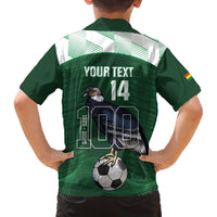 Custom Bolivia Football Family Matching Off The Shoulder Long Sleeve Dress and Hawaiian Shirt 100th Anniversary Andean Condor Proud - Wonder Print Shop