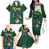 Custom Bolivia Football Family Matching Off The Shoulder Long Sleeve Dress and Hawaiian Shirt 100th Anniversary Andean Condor Proud - Wonder Print Shop