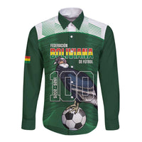 Custom Bolivia Football Long Sleeve Button Shirt 100th Anniversary Andean Condor Proud - Wonder Print Shop