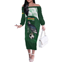Custom Bolivia Football Off The Shoulder Long Sleeve Dress 100th Anniversary Andean Condor Proud - Wonder Print Shop