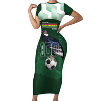 Custom Bolivia Football Short Sleeve Bodycon Dress 100th Anniversary Andean Condor Proud - Wonder Print Shop