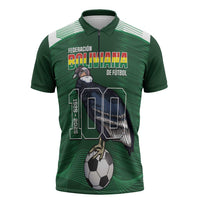 Custom Bolivia Football Zipper Polo Shirt 100th Anniversary Andean Condor Proud - Wonder Print Shop