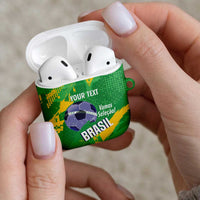 Custom Brazil Football AirPods Case Vamos Selecao Brushes Style - Wonder Print Shop