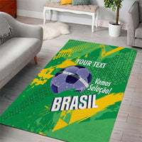 Custom Brazil Football Area Rug Vamos Selecao Brushes Style - Wonder Print Shop