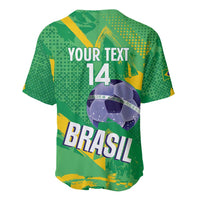 Custom Brazil Football Baseball Jersey Vamos Selecao Brushes Style - Wonder Print Shop