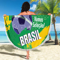 Custom Brazil Football Beach Blanket Vamos Selecao Brushes Style - Wonder Print Shop