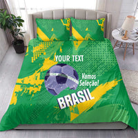 Custom Brazil Football Bedding Set Vamos Selecao Brushes Style - Wonder Print Shop