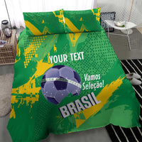 Custom Brazil Football Bedding Set Vamos Selecao Brushes Style - Wonder Print Shop