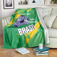 Custom Brazil Football Blanket Vamos Selecao Brushes Style - Wonder Print Shop