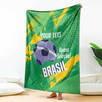 Custom Brazil Football Blanket Vamos Selecao Brushes Style - Wonder Print Shop