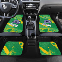 Custom Brazil Football Car Mats Vamos Selecao Brushes Style - Wonder Print Shop