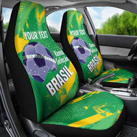 Custom Brazil Football Car Seat Cover Vamos Selecao Brushes Style - Wonder Print Shop