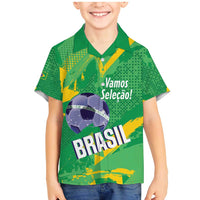 Custom Brazil Football Family Matching Mermaid Dress and Hawaiian Shirt Vamos Selecao Brushes Style - Wonder Print Shop