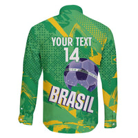 Custom Brazil Football Family Matching Short Sleeve Bodycon Dress and Hawaiian Shirt Vamos Selecao Brushes Style - Wonder Print Shop