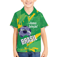 Custom Brazil Football Family Matching Tank Maxi Dress and Hawaiian Shirt Vamos Selecao Brushes Style - Wonder Print Shop