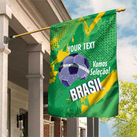 Custom Brazil Football Garden Flag Vamos Selecao Brushes Style - Wonder Print Shop