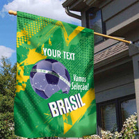 Custom Brazil Football Garden Flag Vamos Selecao Brushes Style - Wonder Print Shop