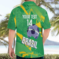 Custom Brazil Football Hawaiian Shirt Vamos Selecao Brushes Style - Wonder Print Shop