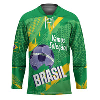 Custom Brazil Football Hockey Jersey Vamos Selecao Brushes Style - Wonder Print Shop