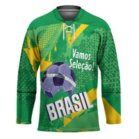 Custom Brazil Football Hockey Jersey Vamos Selecao Brushes Style - Wonder Print Shop