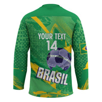 Custom Brazil Football Hockey Jersey Vamos Selecao Brushes Style - Wonder Print Shop