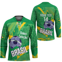Custom Brazil Football Hockey Jersey Vamos Selecao Brushes Style - Wonder Print Shop