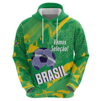Custom Brazil Football Hoodie Vamos Selecao Brushes Style - Wonder Print Shop