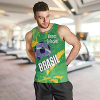 Custom Brazil Football Men Tank Top Vamos Selecao Brushes Style - Wonder Print Shop