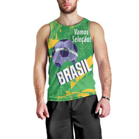 Custom Brazil Football Men Tank Top Vamos Selecao Brushes Style - Wonder Print Shop
