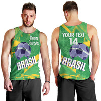Custom Brazil Football Men Tank Top Vamos Selecao Brushes Style - Wonder Print Shop
