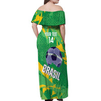 Custom Brazil Football Off Shoulder Maxi Dress Vamos Selecao Brushes Style - Wonder Print Shop