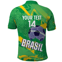 Custom Brazil Football Polo Shirt Vamos Selecao Brushes Style - Wonder Print Shop