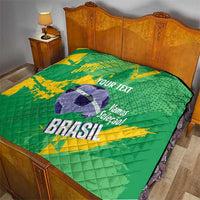 Custom Brazil Football Quilt Vamos Selecao Brushes Style - Wonder Print Shop