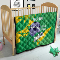 Custom Brazil Football Quilt Vamos Selecao Brushes Style - Wonder Print Shop