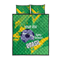 Custom Brazil Football Quilt Bed Set Vamos Selecao Brushes Style - Wonder Print Shop