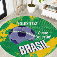 Custom Brazil Football Round Carpet Vamos Selecao Brushes Style - Wonder Print Shop