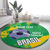 Custom Brazil Football Round Carpet Vamos Selecao Brushes Style - Wonder Print Shop