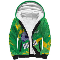 Custom Brazil Football Sherpa Hoodie Vamos Selecao Brushes Style - Wonder Print Shop