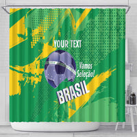 Custom Brazil Football Shower Curtain Vamos Selecao Brushes Style - Wonder Print Shop