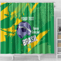 Custom Brazil Football Shower Curtain Vamos Selecao Brushes Style - Wonder Print Shop