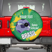 Custom Brazil Football Spare Tire Cover Vamos Selecao Brushes Style - Wonder Print Shop