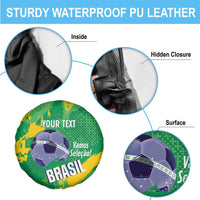 Custom Brazil Football Spare Tire Cover Vamos Selecao Brushes Style - Wonder Print Shop