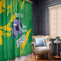 Custom Brazil Football Window Curtain Vamos Selecao Brushes Style - Wonder Print Shop